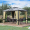 Outsunny 10' x 12' Hard Top Gazebo Canopy Sunshelter Waterproof Sun Shade with Sidewalls and Mosquito Netting
