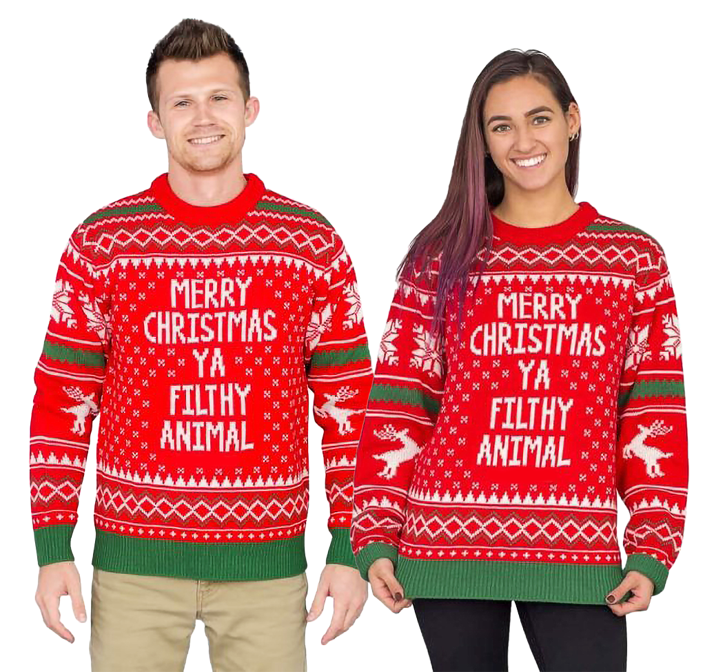 Couple - Merry Christmas Ya Filthy Animal Snowflake And Reindeer  Sweater 