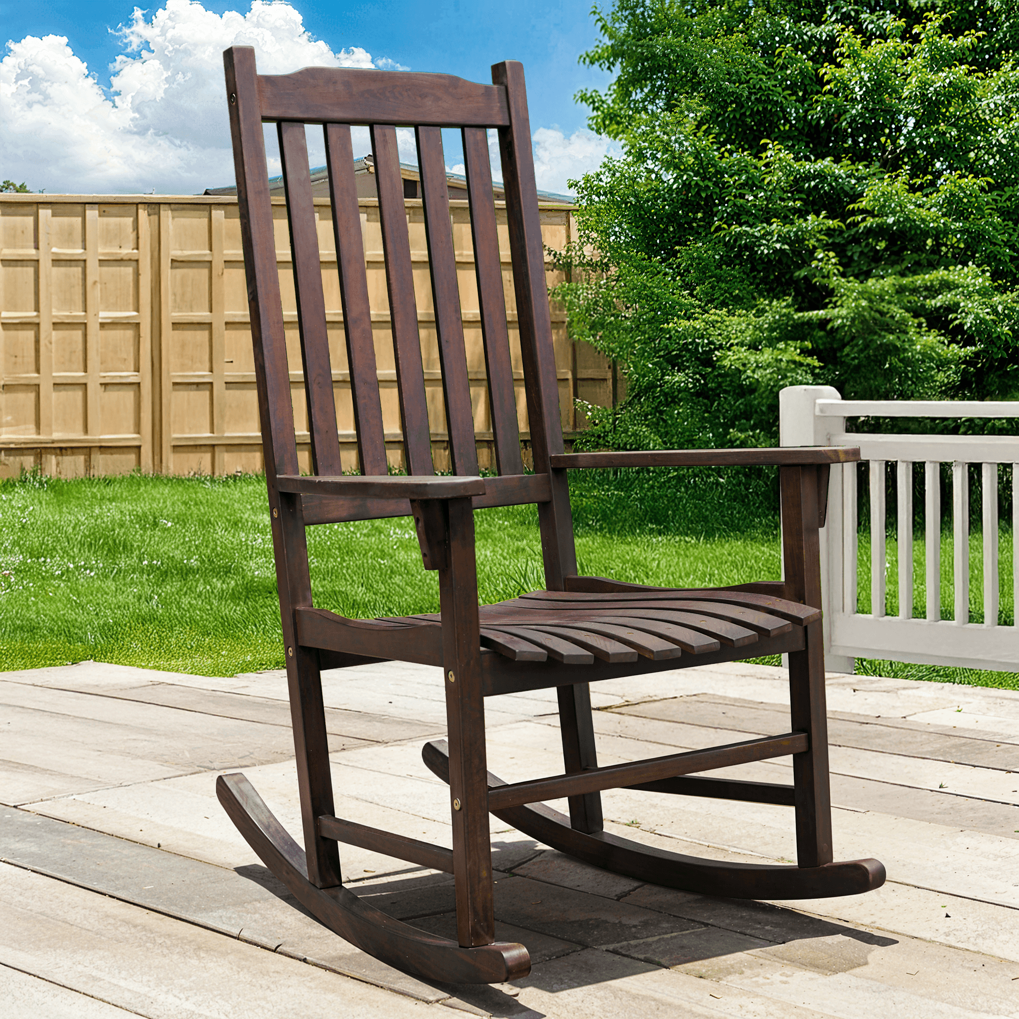 Tranquillo Oasis Wooden Rocking Chair for Patio, Porch, or Indoor Use 