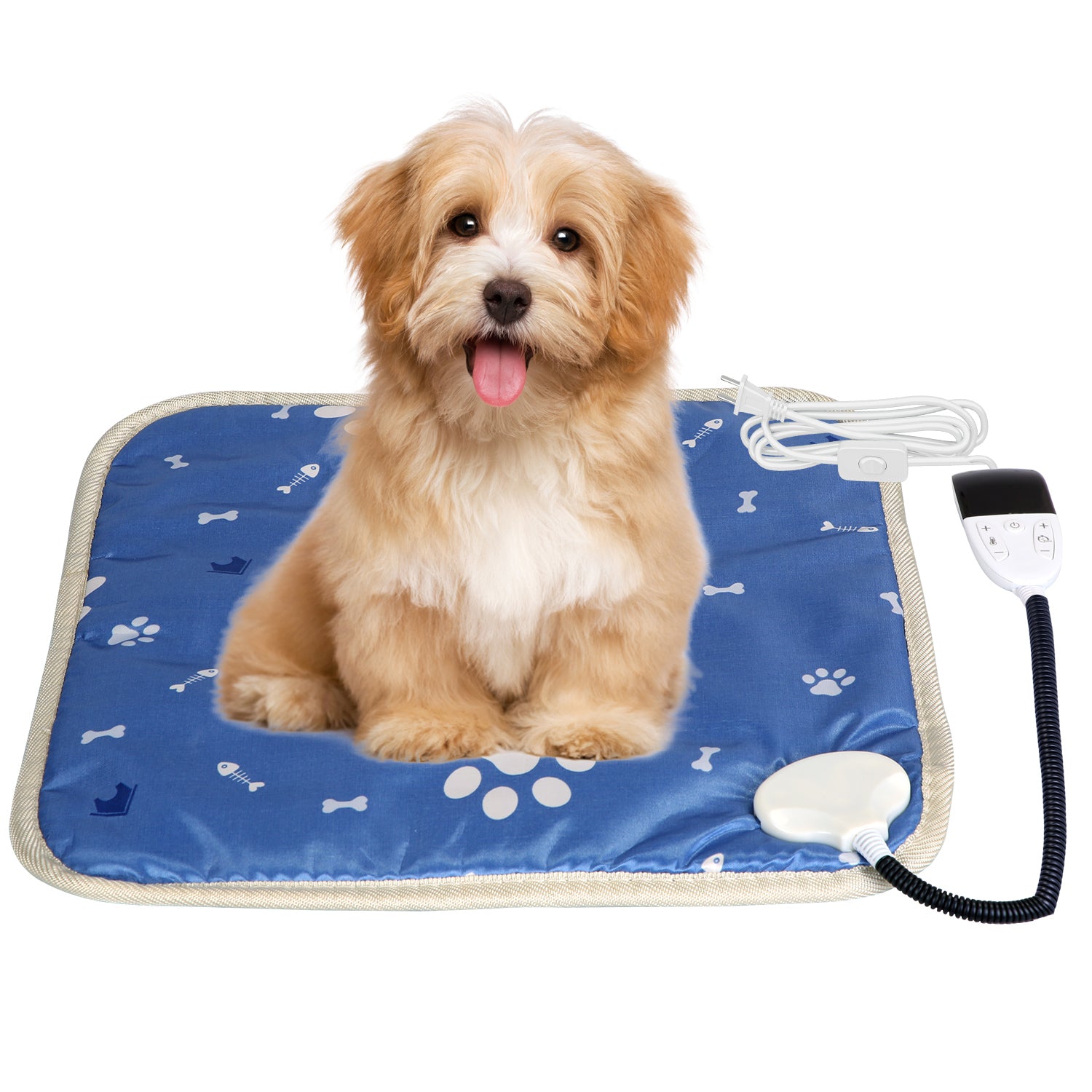 Pet Heating Pad Electric Dog Cat Heating Mat Waterproof Warming Blanket with 86-141? Adjustable Temperature 0-12 Timer Digital Display Chewing-resista