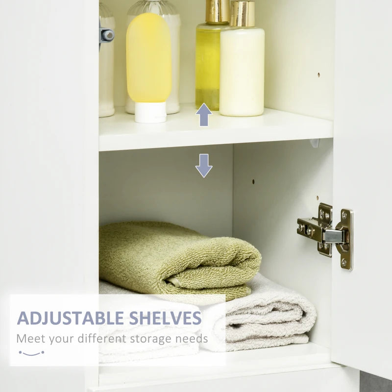Tall Bathroom Cabinet, Narrow Bathroom Storage Cabinet with Doors, Drawer and Adjustable Shelves, High Gloss White
