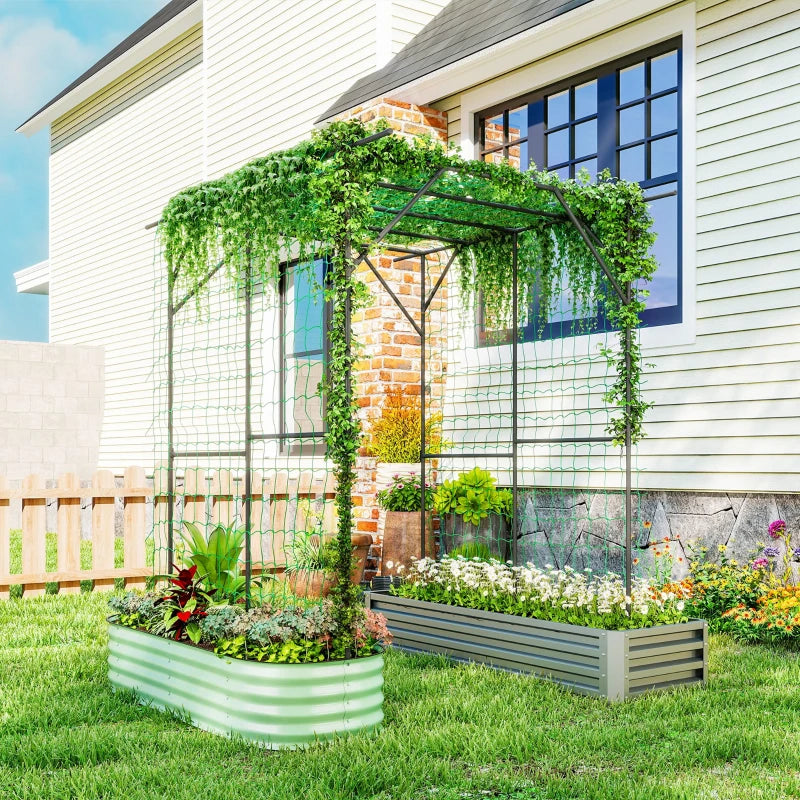 Garden Arch Trellis, 6.4FT Tall Metal Plant Support Trellis Archway with Climbing Net for Climbing Plants