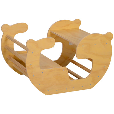 Qaba 2 in 1 Wooden Toddler Climbing Toy Indoor, Kids Table and Chair Set 
