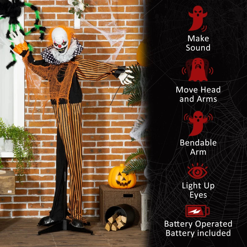 Outsunny 5ft Life-Size Talking Circus Clown – Sound & Motion Activated Halloween Decoration, Light-Up Eyes 