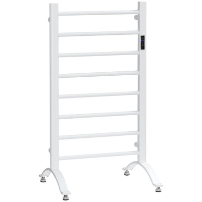 HOMCOM Electric Towel Warmer: 8-Bar Bathroom Heated Rail with Timer, LED Display, Wall-Mount/Freestanding, Carbon Steel 