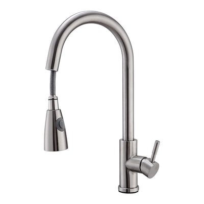 Kitchen Faucets Single Handle Kitchen Sink Faucet Brushed Nickel Stainless Steel Pulldown Head Faucet w/Flexible Pullout Sprayer 