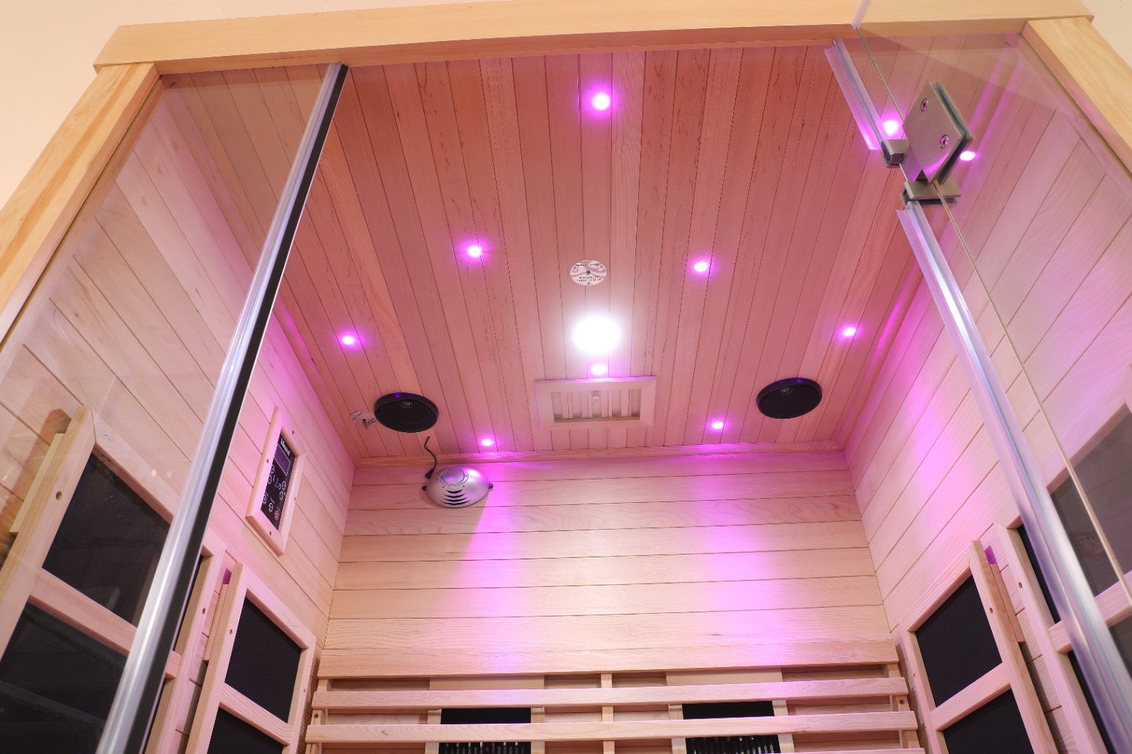 Blisspod Venetian 2-Person  Full Spectrum Indoor Premium Canadian Hemlock Low EMF Sauna 10 Heaters Chromotherapy Reflexology 