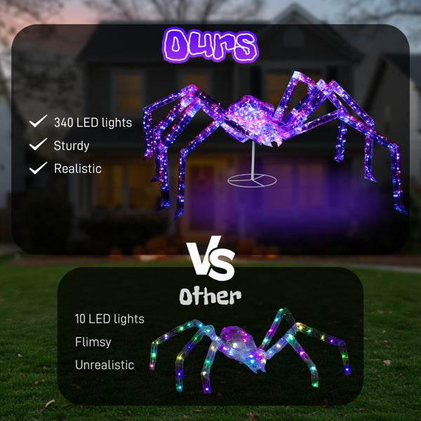 3ft Prism Spider, Illusion, 340 Purple Copper Wire Light, 4.5V 3.6W Halloween Standing Decoration US Specification 