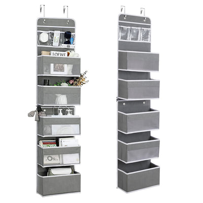 2Pcs Over The Door Organizer 6 Tier Hanging Basket Detachable Behind Door Hanging Pantry Tilt-Resistant for Bathroom Bedroom 