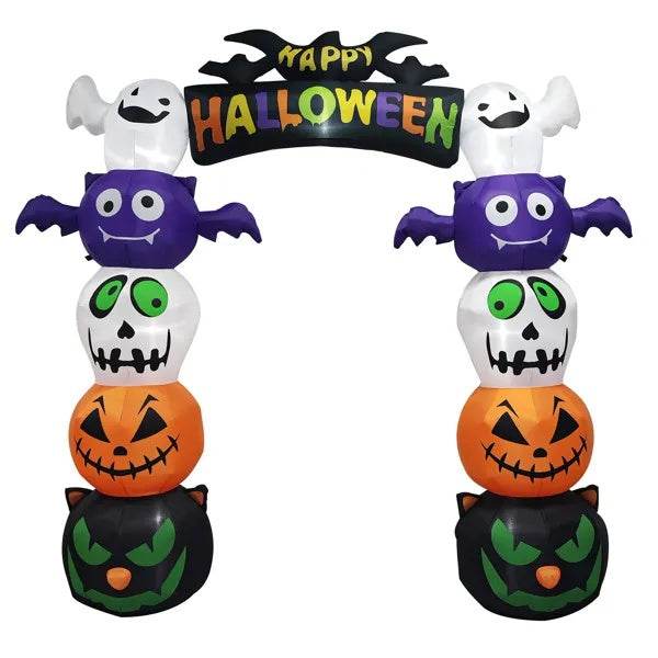 8.2 FT Cute Halloween Inflatables Pumpkin Archway Outdoor Decoration, Giant Blow Up Yard Arch Decorations With Built-in LED Lights For Holiday Party Front Yard Lawn Garden Decor 
