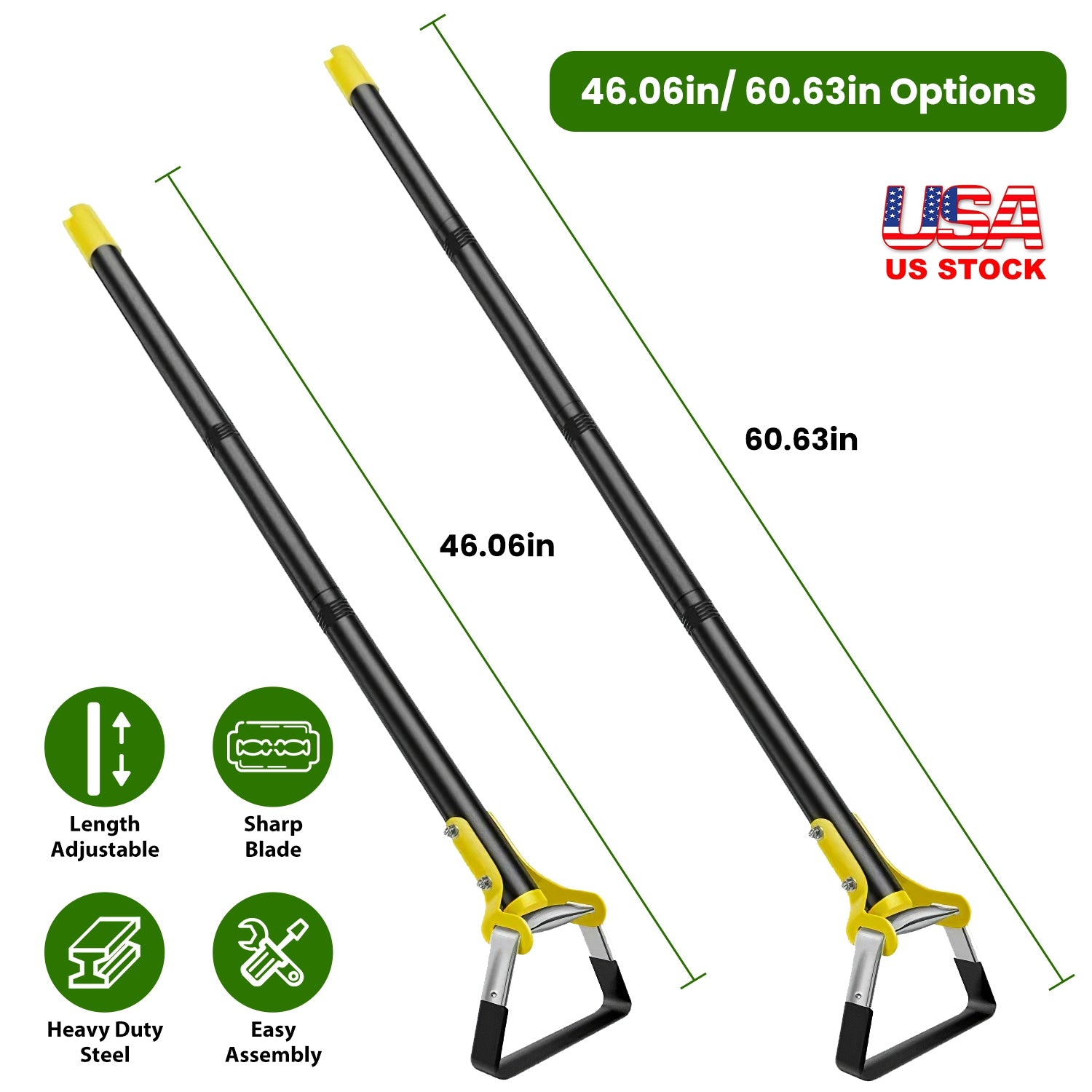 46.06in Adjustable Garden Hoe Handheld Stirrup Hula Hoe Scuffle Loop Hoe Gardening Weeder Cultivator Weeding Rake for Weeding/Loosening Soil