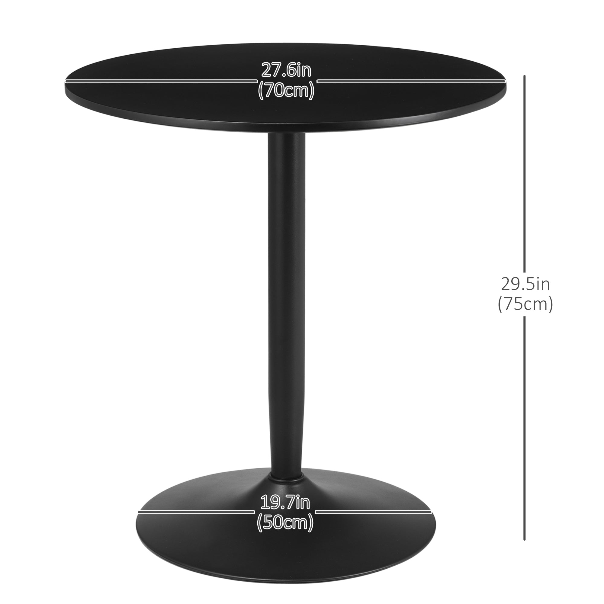 HOMCOM Modern Round Dining Table Steel Base Black for Living Dining Room Contemporary 