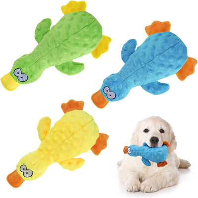 3Pcs Duck-Shaped Dog Plush Toy With Squeaky Ball Crinkle Paper Cute Interactive Puppy Toy or Aggressive Chewer For Small Medium Large Dogs 