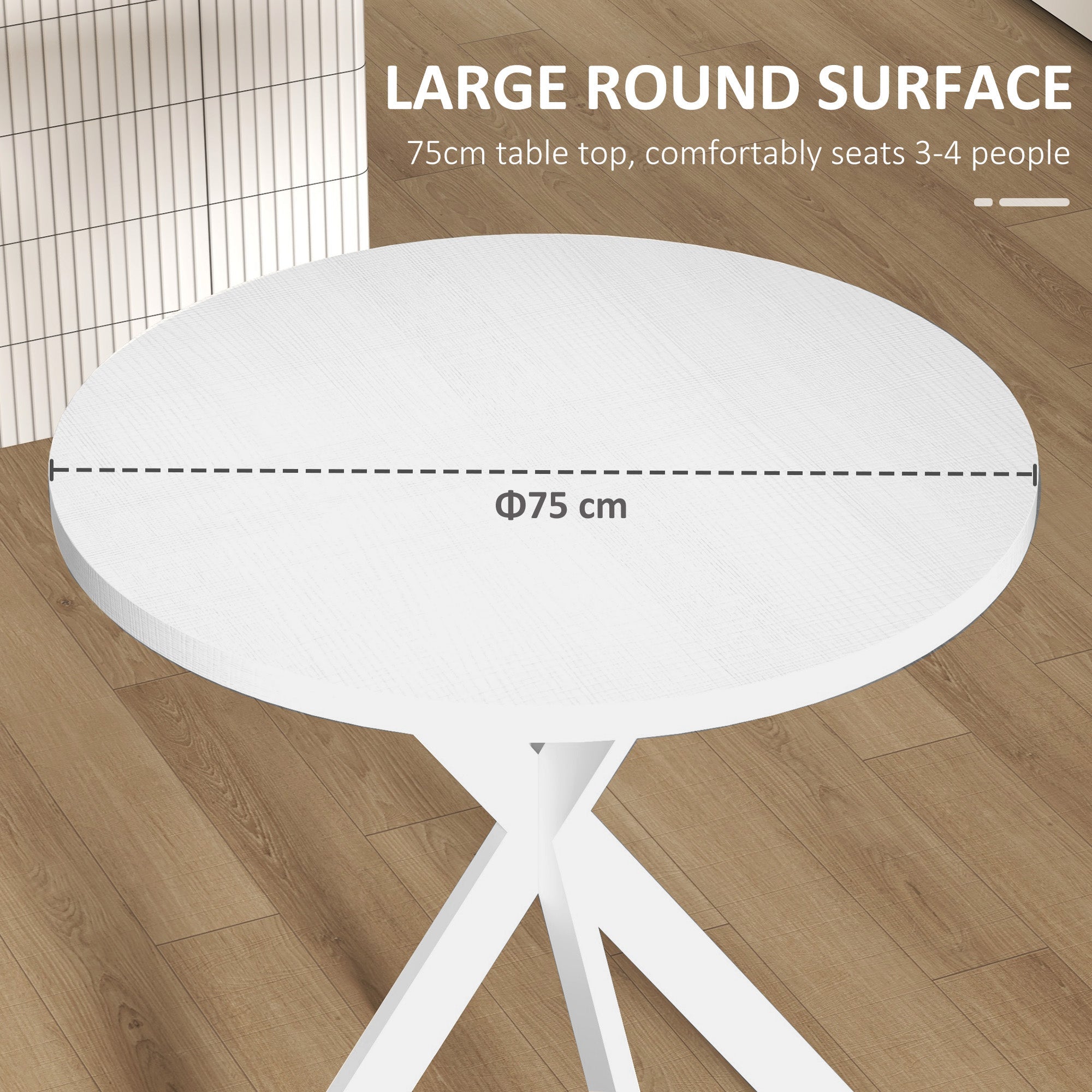 HOMCOM 29" Dining Table, Contemporary Round Kitchen Table with Steel Legs, White 