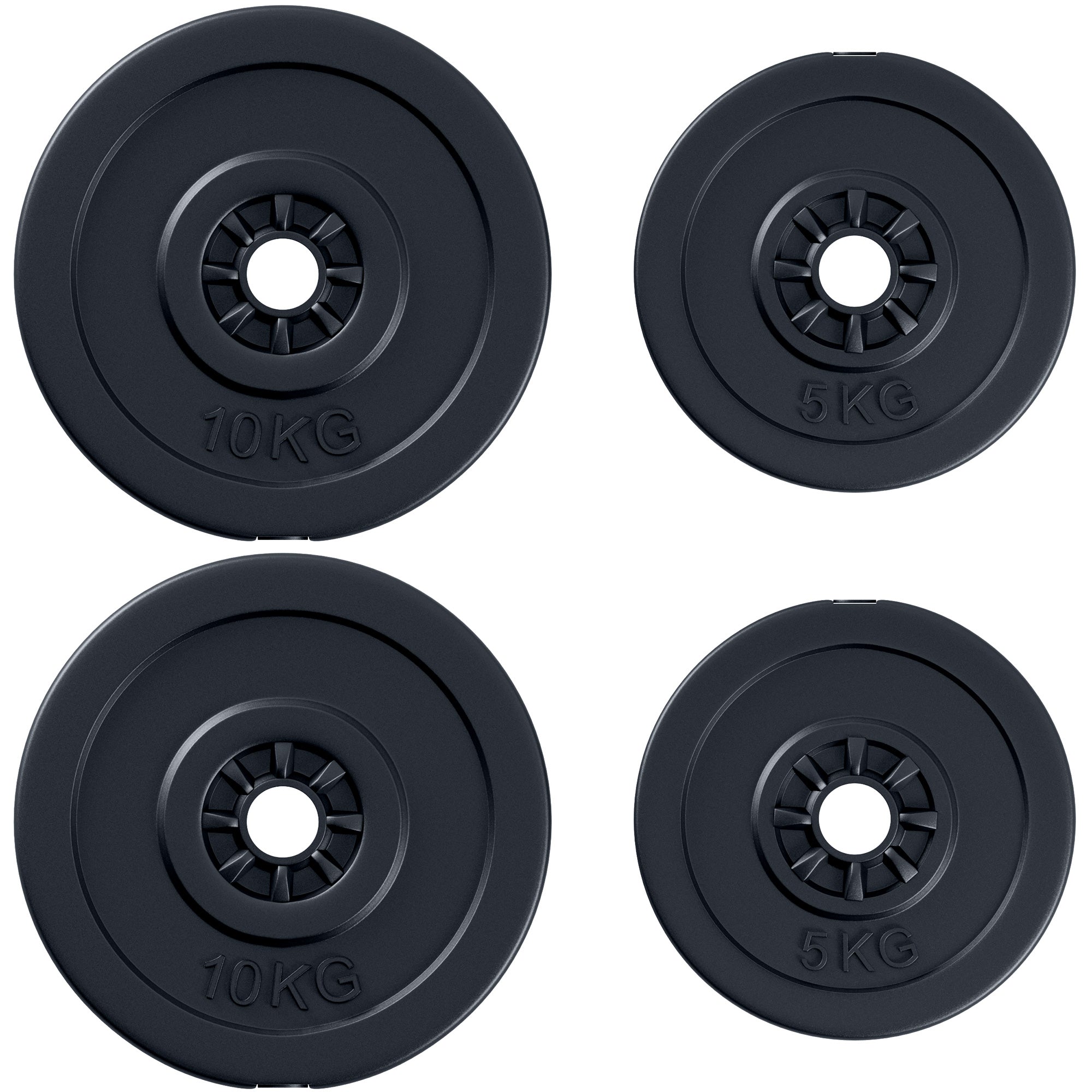 Soozier Dumbbell Weight Set: 4pc Kit with 2x 11lbs Barbells & Durable Weight Plates for Home Fitness Training, Black 