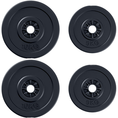 Soozier Dumbbell Weight Set: 4pc Kit with 2x 11lbs Barbells & Durable Weight Plates for Home Fitness Training, Black 