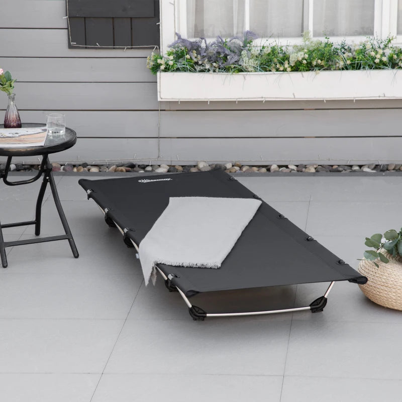 Lightweight Camping Cot, Aluminium Portable Folding Bed w/ Strong Support 331 lbs and Carry Bag for Camping, Black