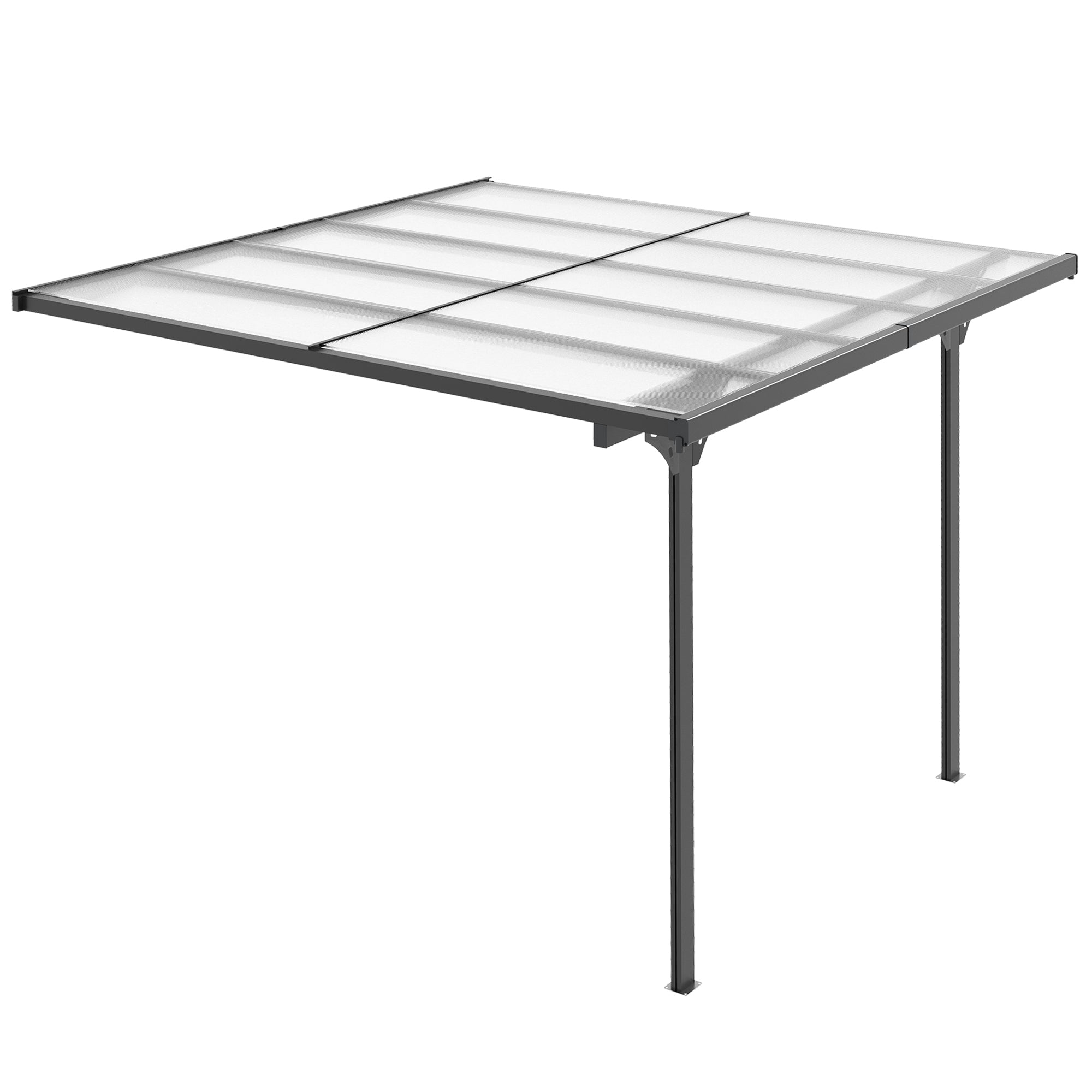 Outsunny 10'x10' Gazebo Hardtop Pergola Polycarbonate Roof Adjustable Height UV Protection Garden Backyard Grey 