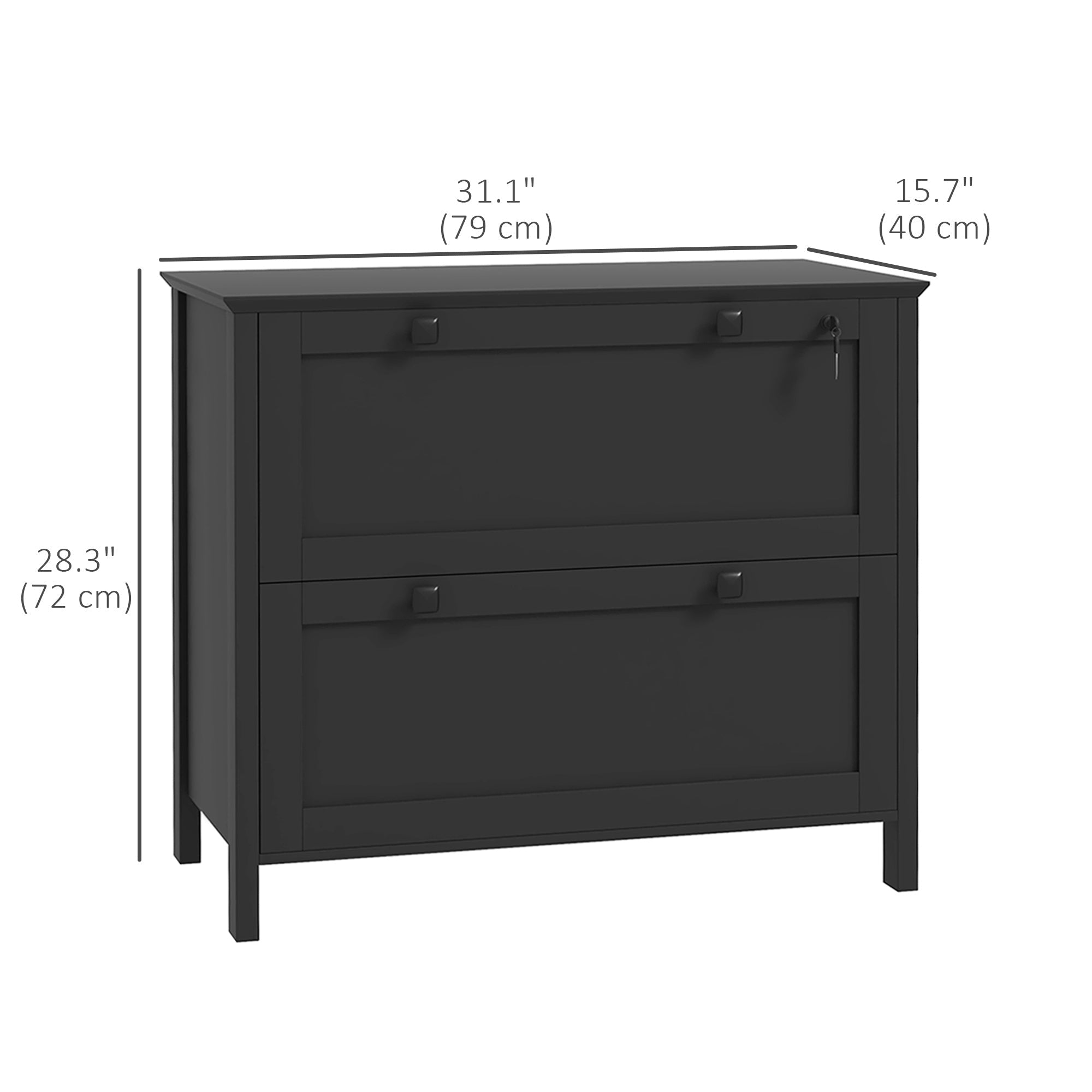 HOMCOM Lockable 2 Drawer File Cabinet for Letter, A4, Legal Size Documents with Adjustable Hanging Bar in Black 