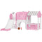Qaba 7-in-1 Toddler Slide, Kids Slide Climber Playset with Playhouse and Basketball Hoop for 1-4 Years, Pink