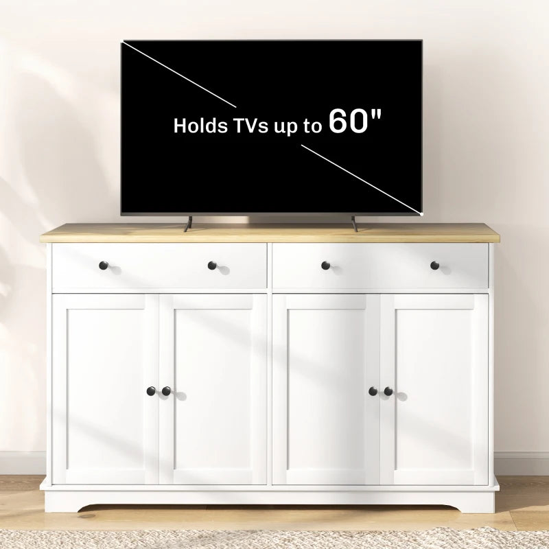 Modern Sideboard, Buffet Cabinet with Storage Drawers, Adjustable Shelves for Living Room, Dining Room, Entryway, White