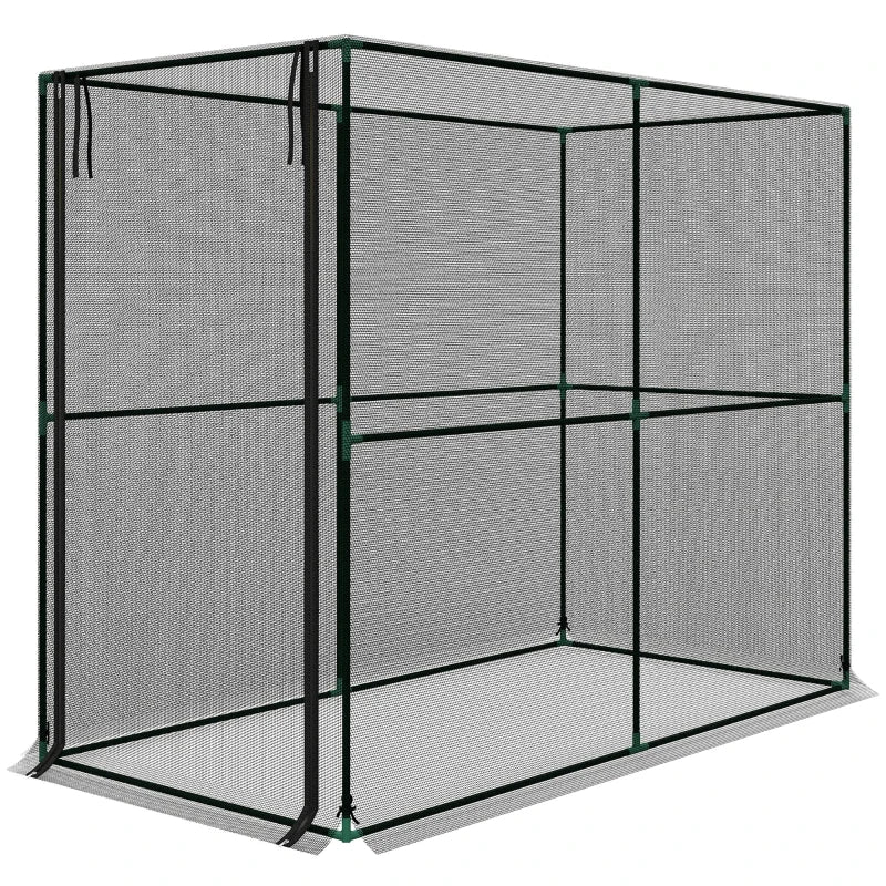 Crop Cage, Plant Protection Tent with Zippered Door, Plant Protector from Animals for Vegetables Flowers Fruits, Black