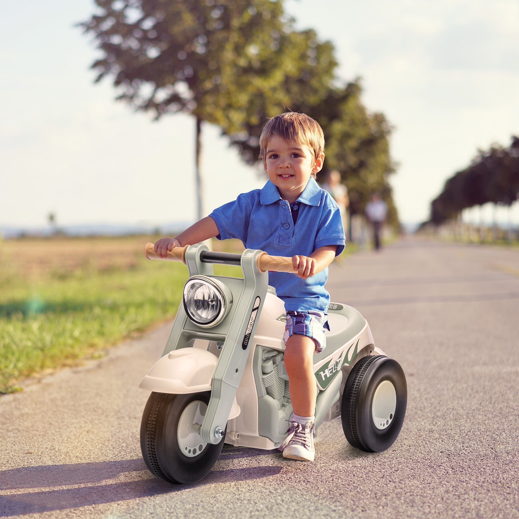 Qaba Foot to Floor Toddler Ride on Toy, Sliding Toddler Car with Music and Bubble, for 2-5 Years Old, Cream White 