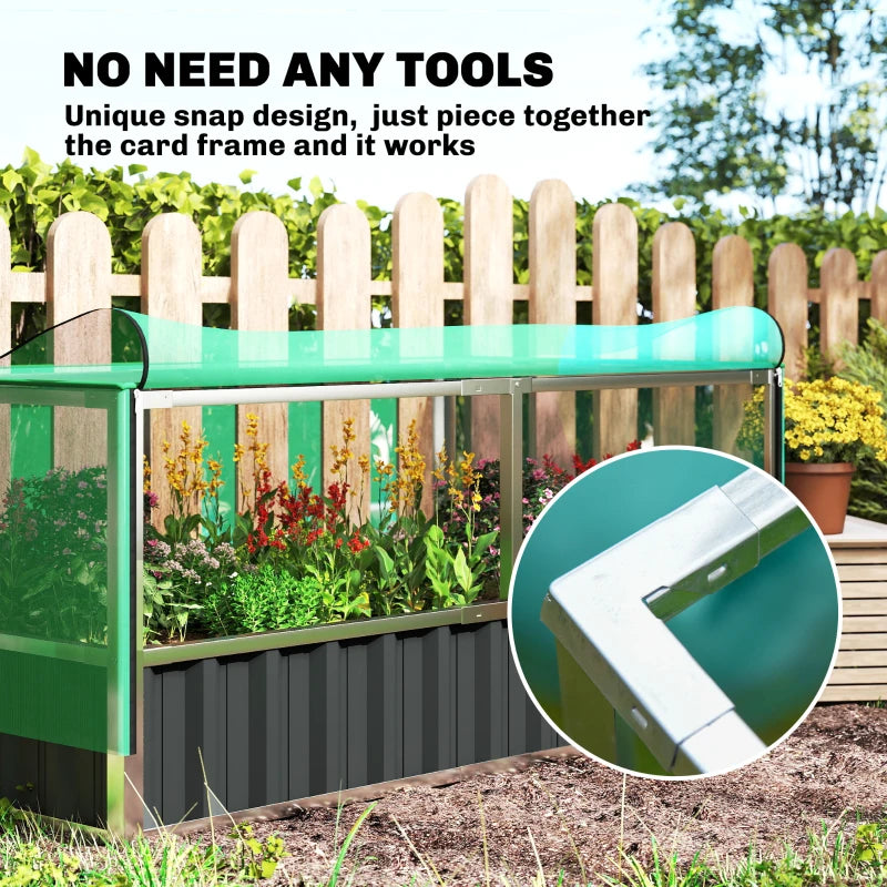 Raised Garden Bed, 5.7 x 3 x 2.3ft Steel Planter Box Outdoor with Cover, Gloves, Dark Grey