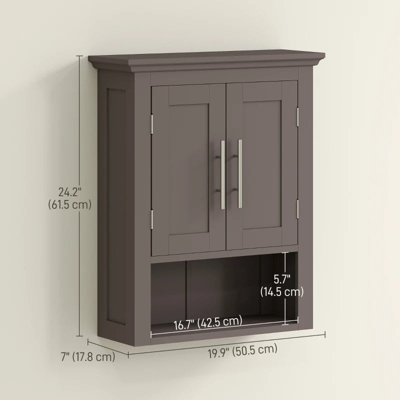 Bathroom Wall Cabinet, Medicine Cabinet, Toilet Storage Cabinet with Shelf for Living Room and Entryway, Brown