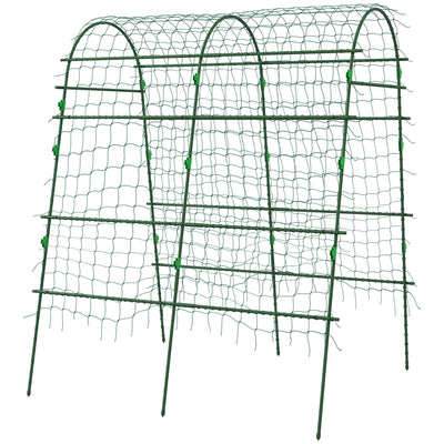 Outsunny 57 x 66 x 8in Garden Archway, A-Frame Structure Metal Trellis with Plant Net for Roses, Vines & Climbers 