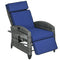 Outdoor Recliner Chair with Adjustable Backrest and Footrest, Washable Cushion, Side Tray, Dark Blue