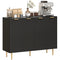 Modern Kitchen Storage Cabinet, Sideboard Buffet Cabinet with Adjustable Shelves for Hallway, Black