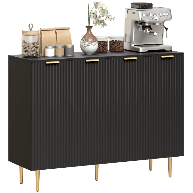 Modern Kitchen Storage Cabinet, Sideboard Buffet Cabinet with Adjustable Shelves for Hallway, Black