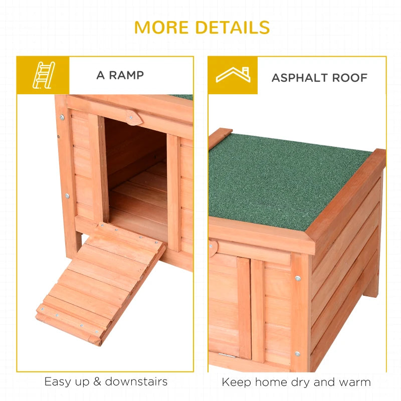 Wooden Rabbit Hutch Bunny Cage Outdoor Cat House Guinea Pig Cage Duck Shelter, Indoor Outdoor Use, 20"x16.5"x17", Orange