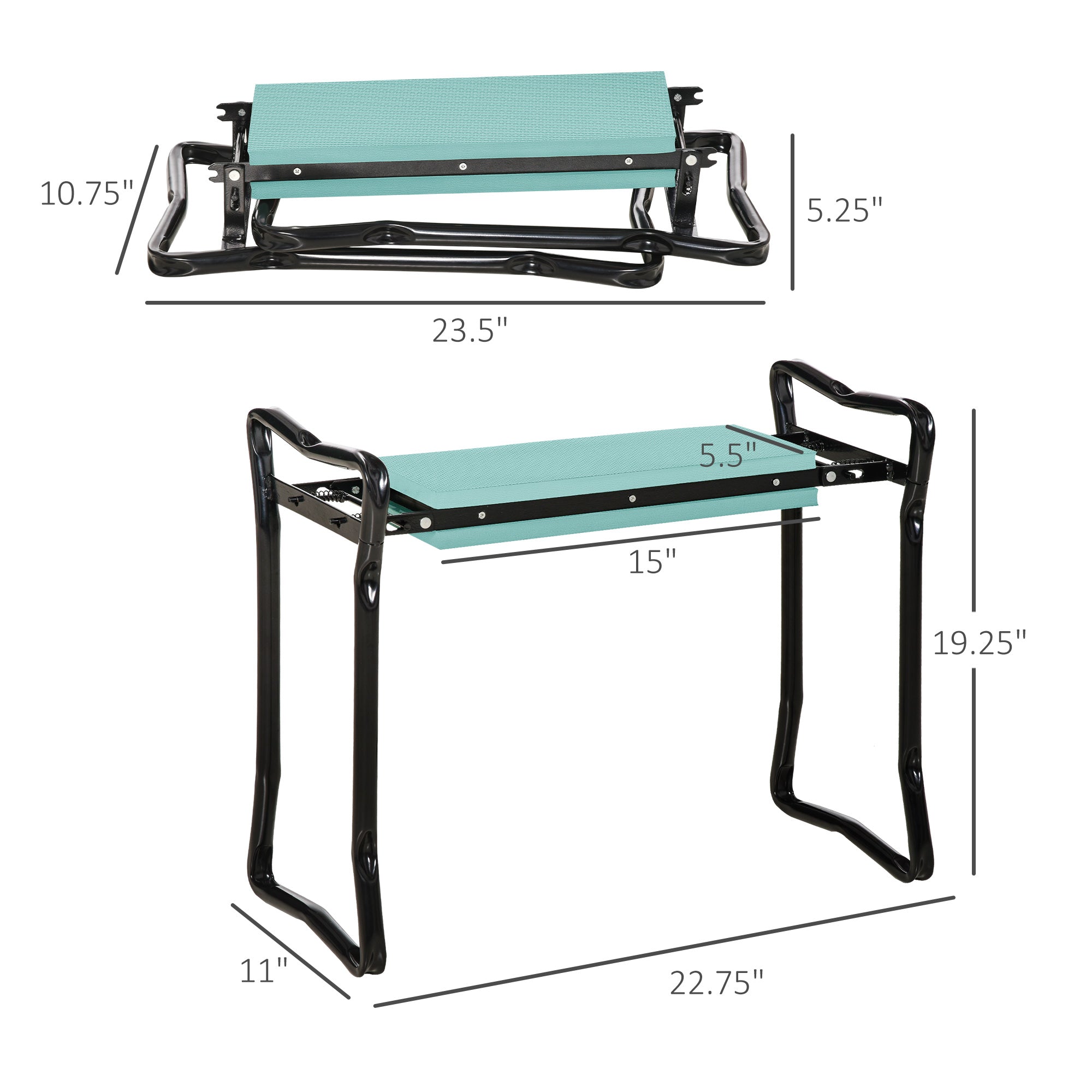 Outsunny Garden Kneeler and Seat Stool Folding Gardening Chair with Thick Pad Handles 