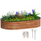 5' x 3' x 1' Large Outdoor Planter Box, Galvanized Raised Garden Bed with Metal Plant Stake, Brown Wood Effect