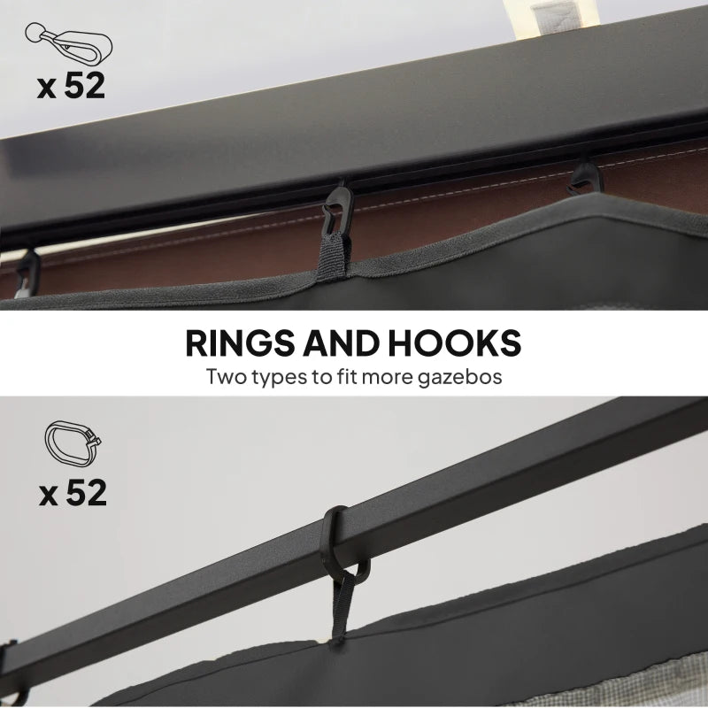 Replacement Mosquito Netting for Gazebo 10' x 12' Black Screen Walls for Canopy with Zippers, Black