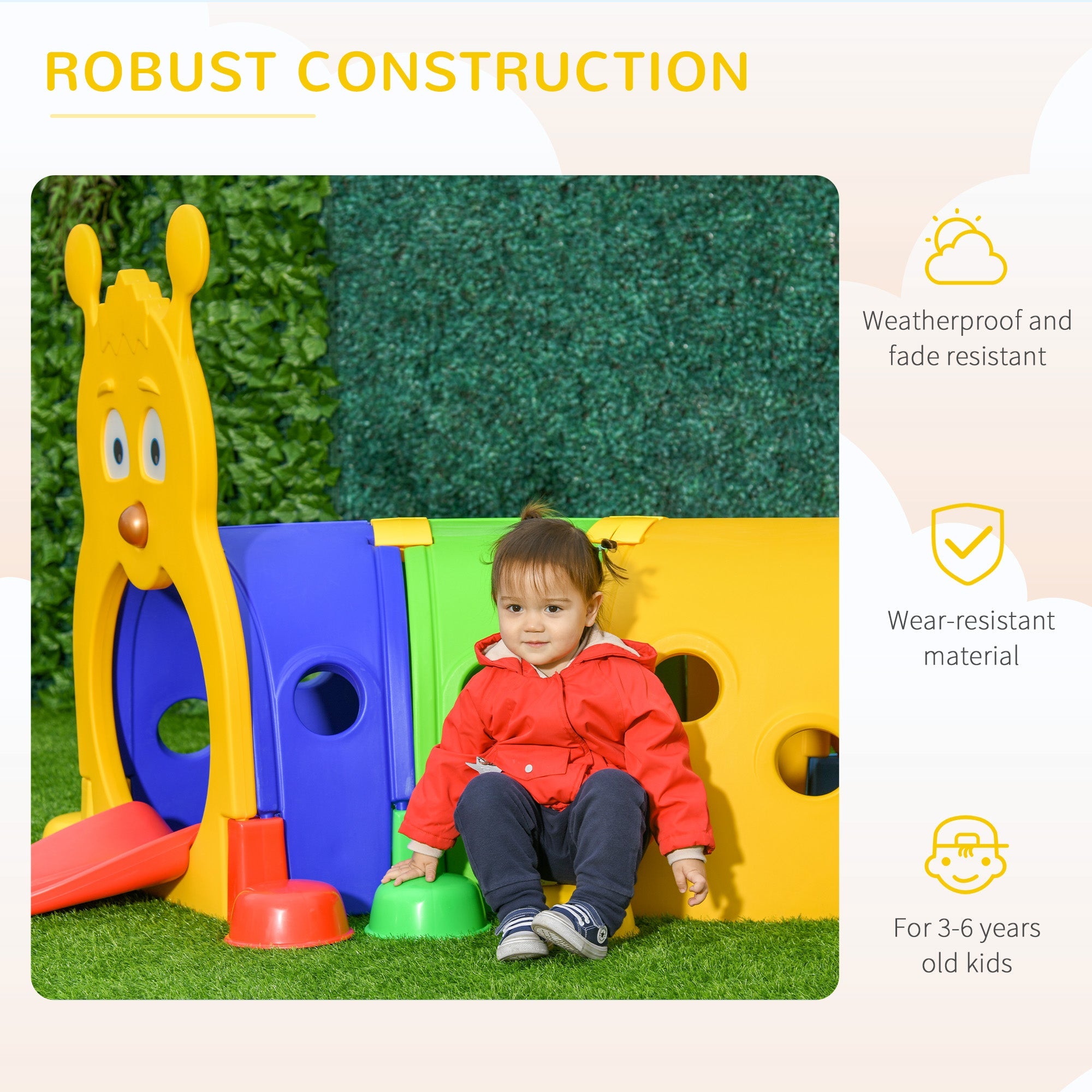Qaba Kids Caterpillar Tunnel Climb-N-Crawl Toy Indoor Outdoor Play Multicolor for Ages 3-6 