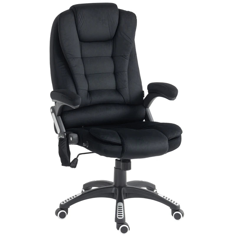 6 Point Vibrating Massage Office Chair, High Back Executive Chair with Reclining Back, Swivel Wheels, Black