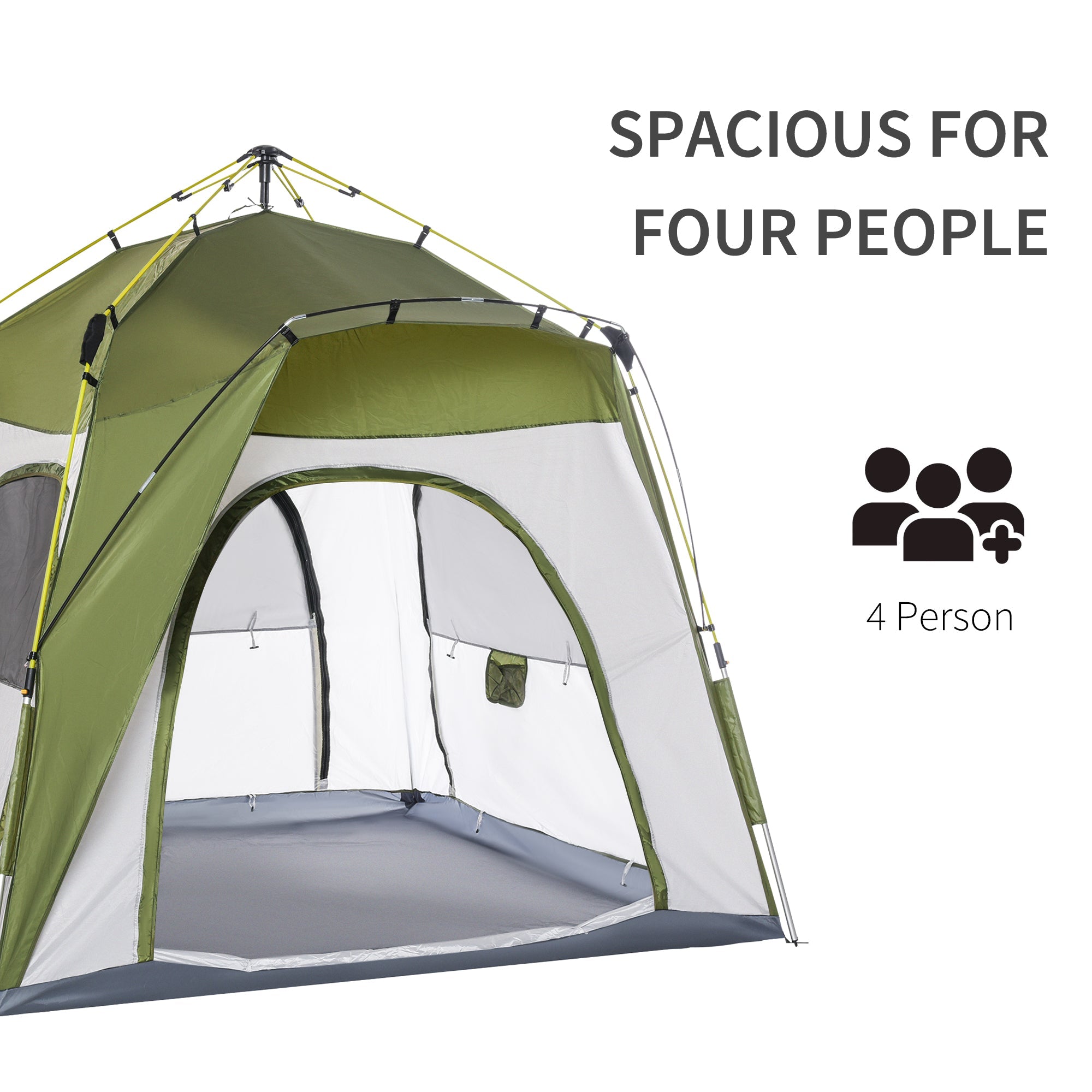 Outsunny Automatic Camping Tent Instant Outdoor Easy Pop Up Portable Backpacking Dome Shelter 4 Person Green 