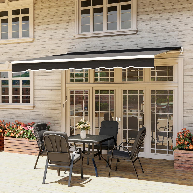 8' x 7' Retractable Awning, Patio Awnings, Sunshade Shelter with 280 g/m² UV & Water-Resistant Fabric, Black