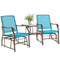 Outdoor Glider Chair with Table, 2-Seat Patio Glider Loveseat with Breathable Mesh Fabric, Blue