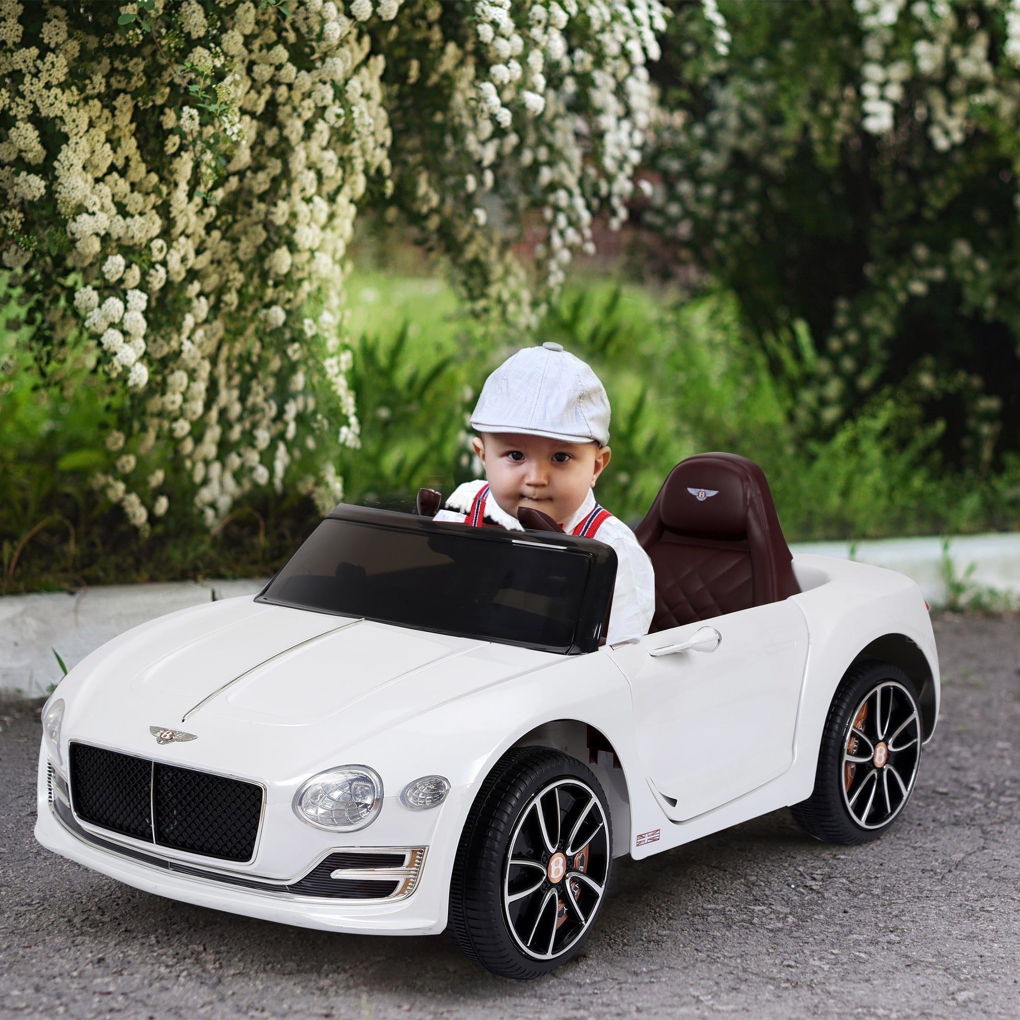 Aosom Licensed Bentley Ride-On Car: 12V, Electric, Battery Powered, Remote Control, 2 Speed, White 