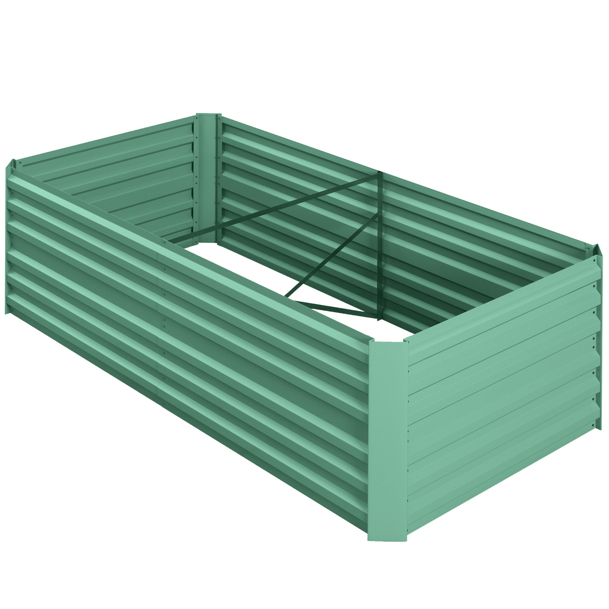 Outsunny Galvanized Raised Garden Bed, Steel Outdoor Planters with Reinforced Rods, 71" x 35" x 23", Light Green 