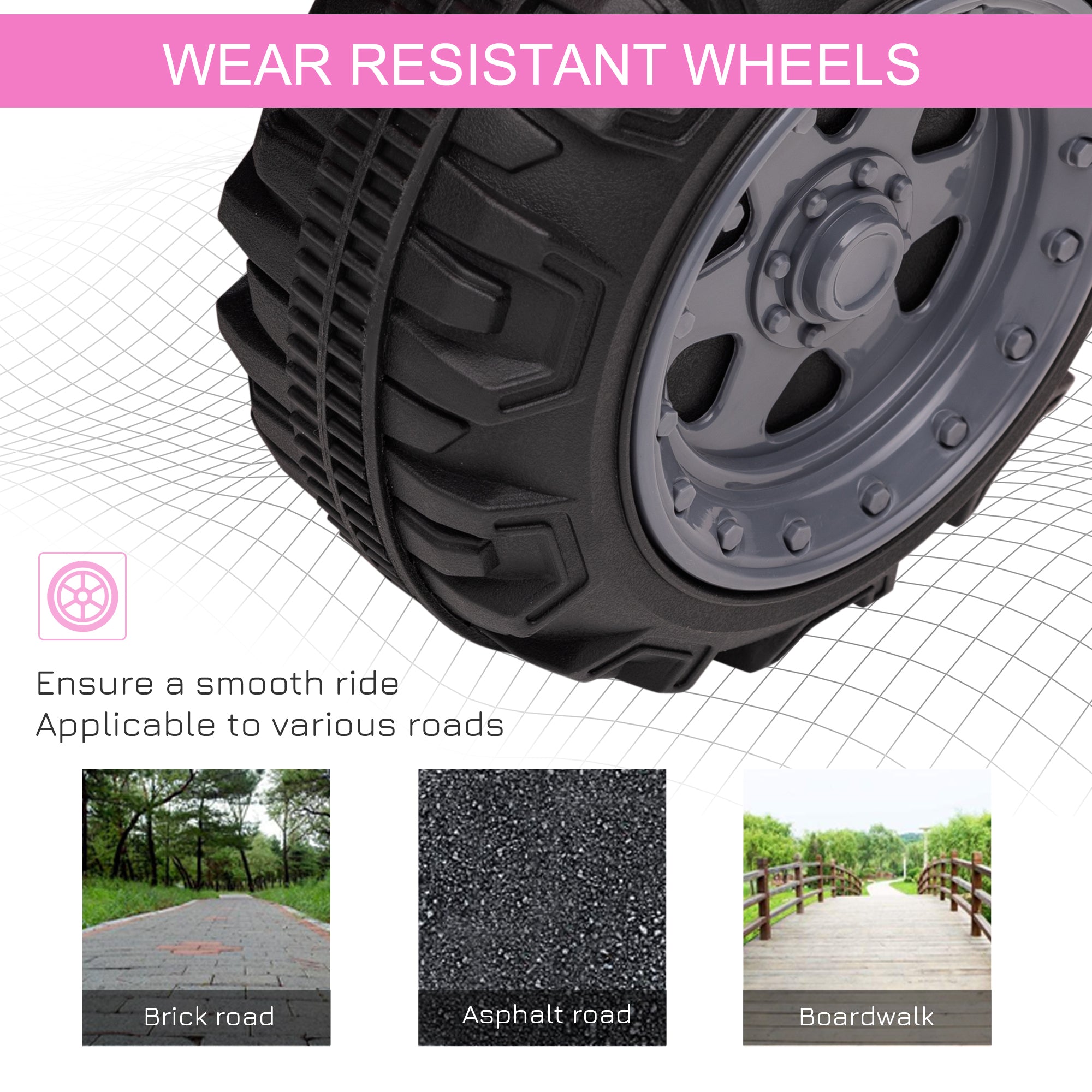 Aosom Ride-On ATV: 6V Battery Powered, Four Wheeler, Headlights, 18-36 Months, Pink, Toddler Quad 