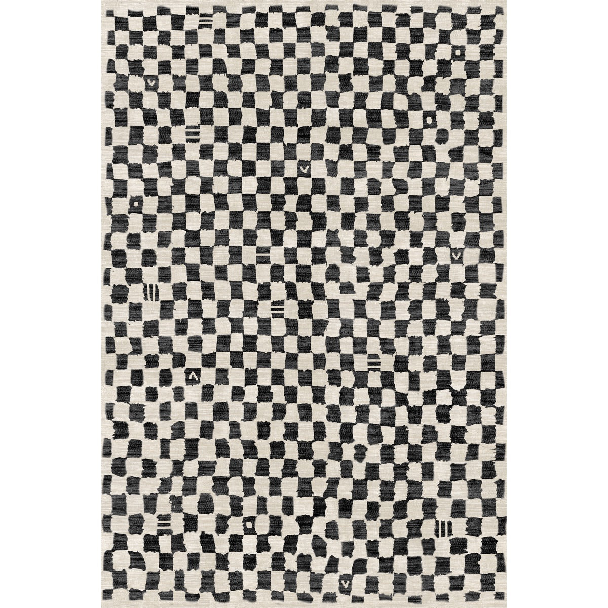 Metro Checkered Black & White Rug 