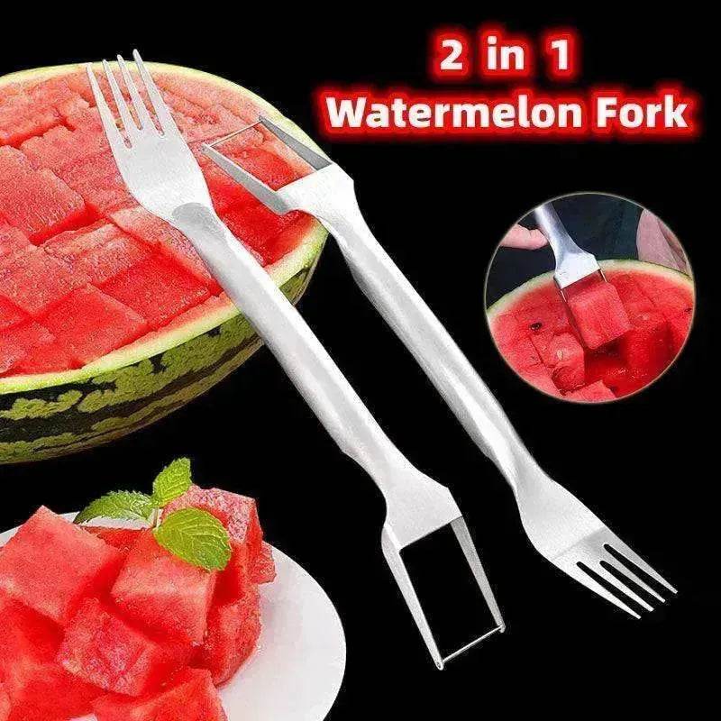 2 In 1  Slicer Multi purpose Stainless Steel Watermelon Fork 