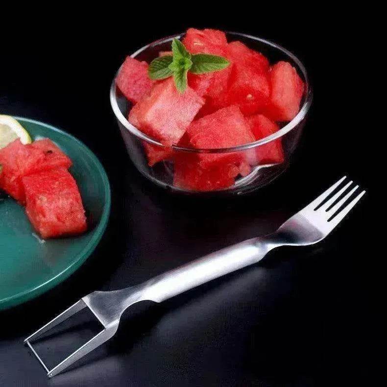 2 In 1  Slicer Multi purpose Stainless Steel Watermelon Fork 