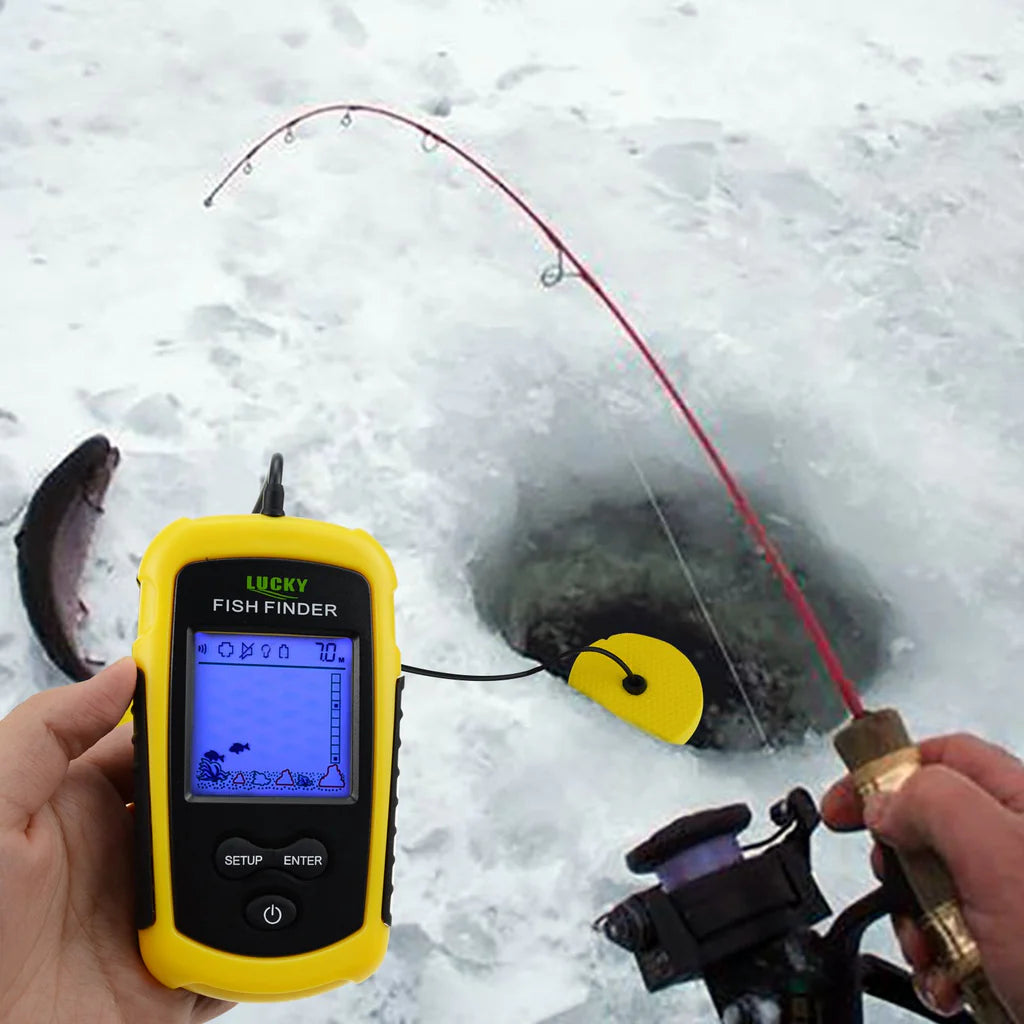 FFC-1108-1 Portable Fish Finder Sonar, 328 ft Depth Detection, 2" TN Anti-UV LCD Display with LED Backlight, Wired Transducer for Boat, Kayak & Ice Fishing