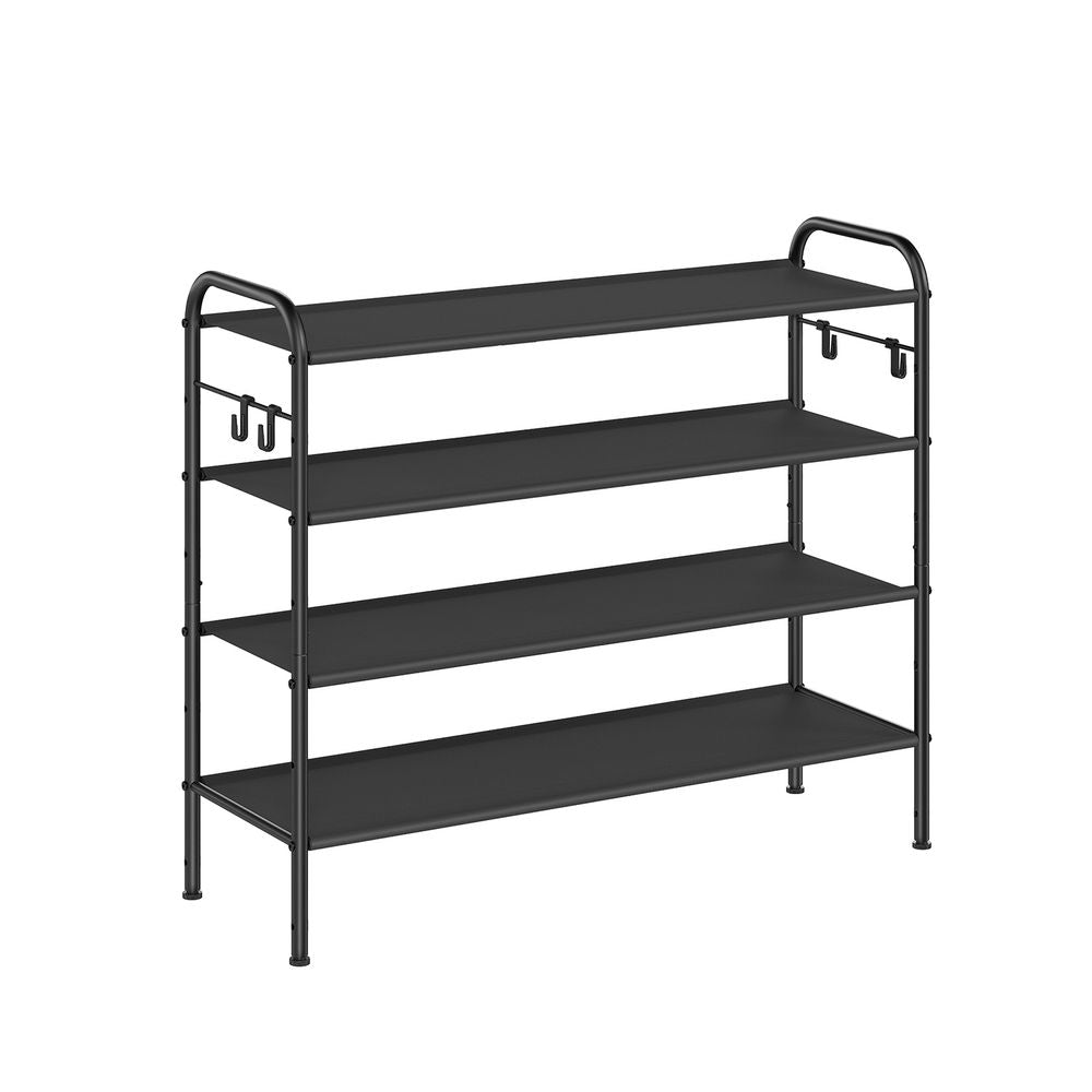 SONGMICS Fabric Shoe Rack with 4 Hooks Ink Black 